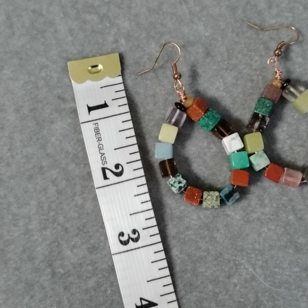 Hand Crafted Colorful Beaded Wired Hoop Earrings - Picture 7 of 7